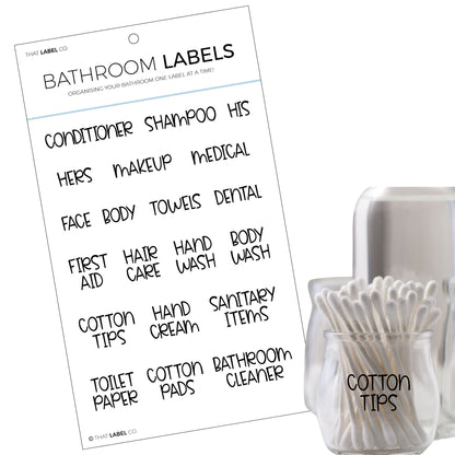 Bathroom Organisation Label Pack