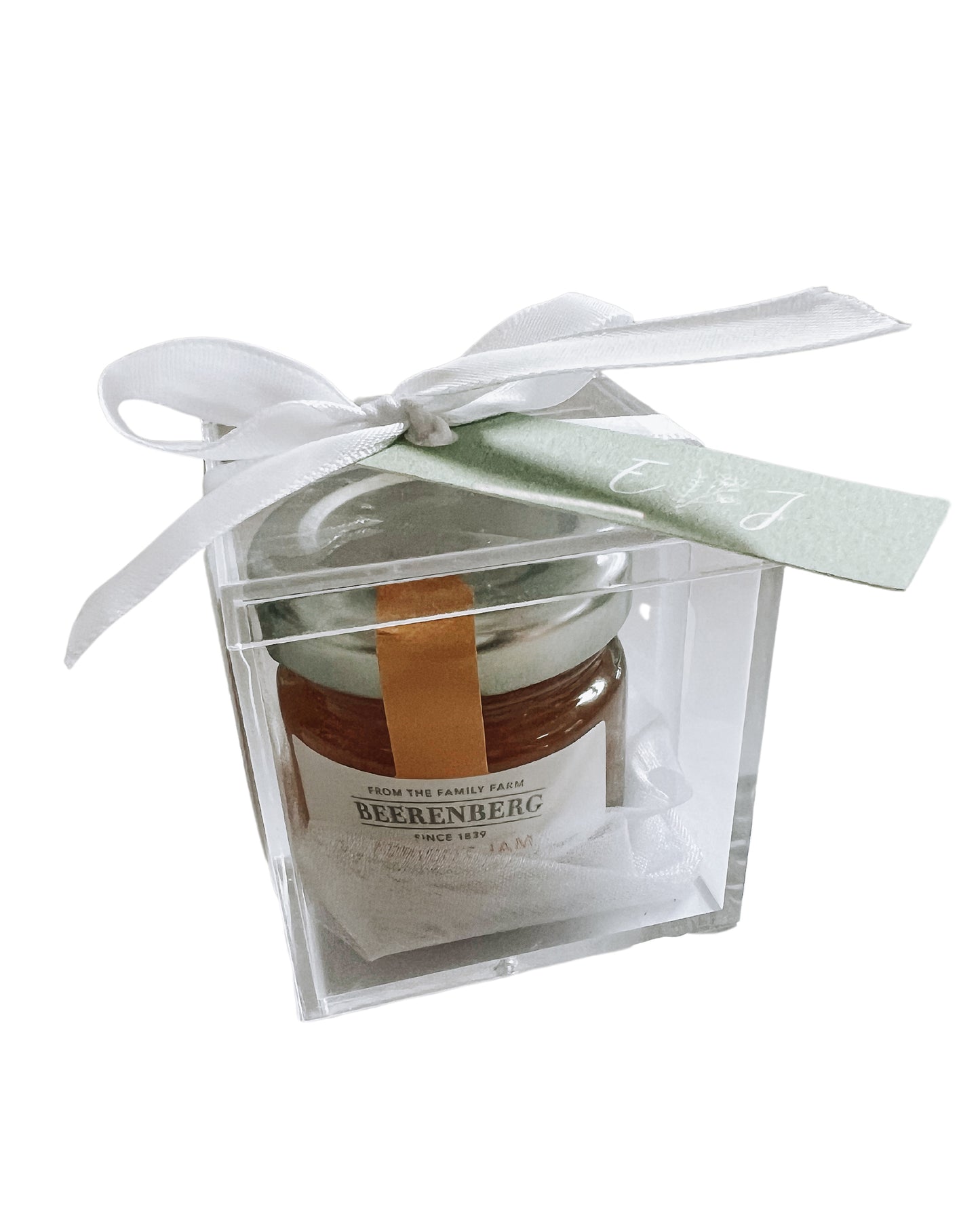 Mini Apricot Jam Jar Bonbonniere Favour in Acrylic Box