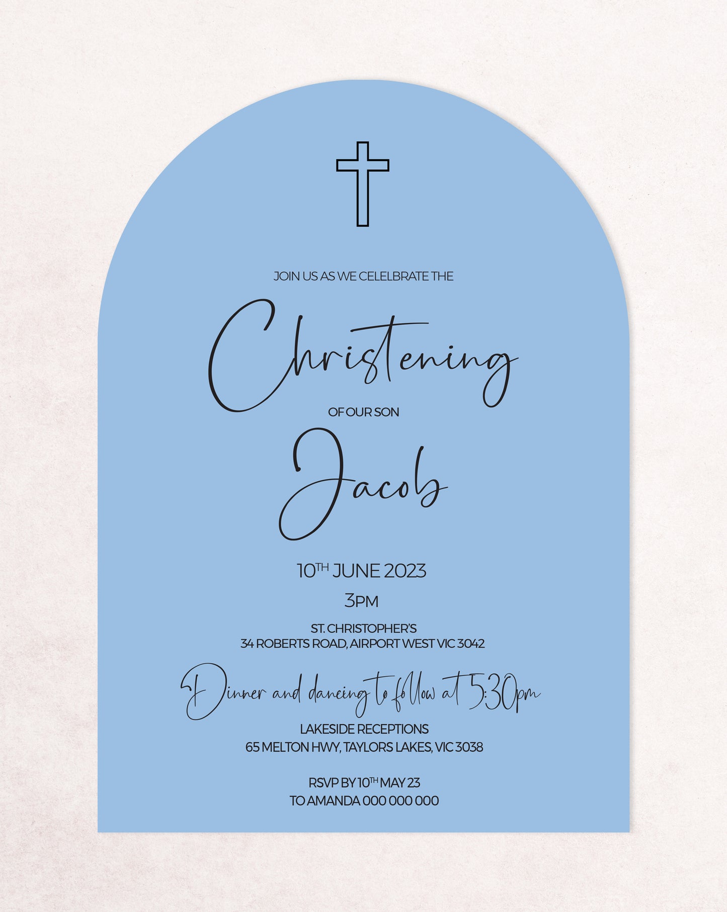 Jacob Christening Baptism Invitation
