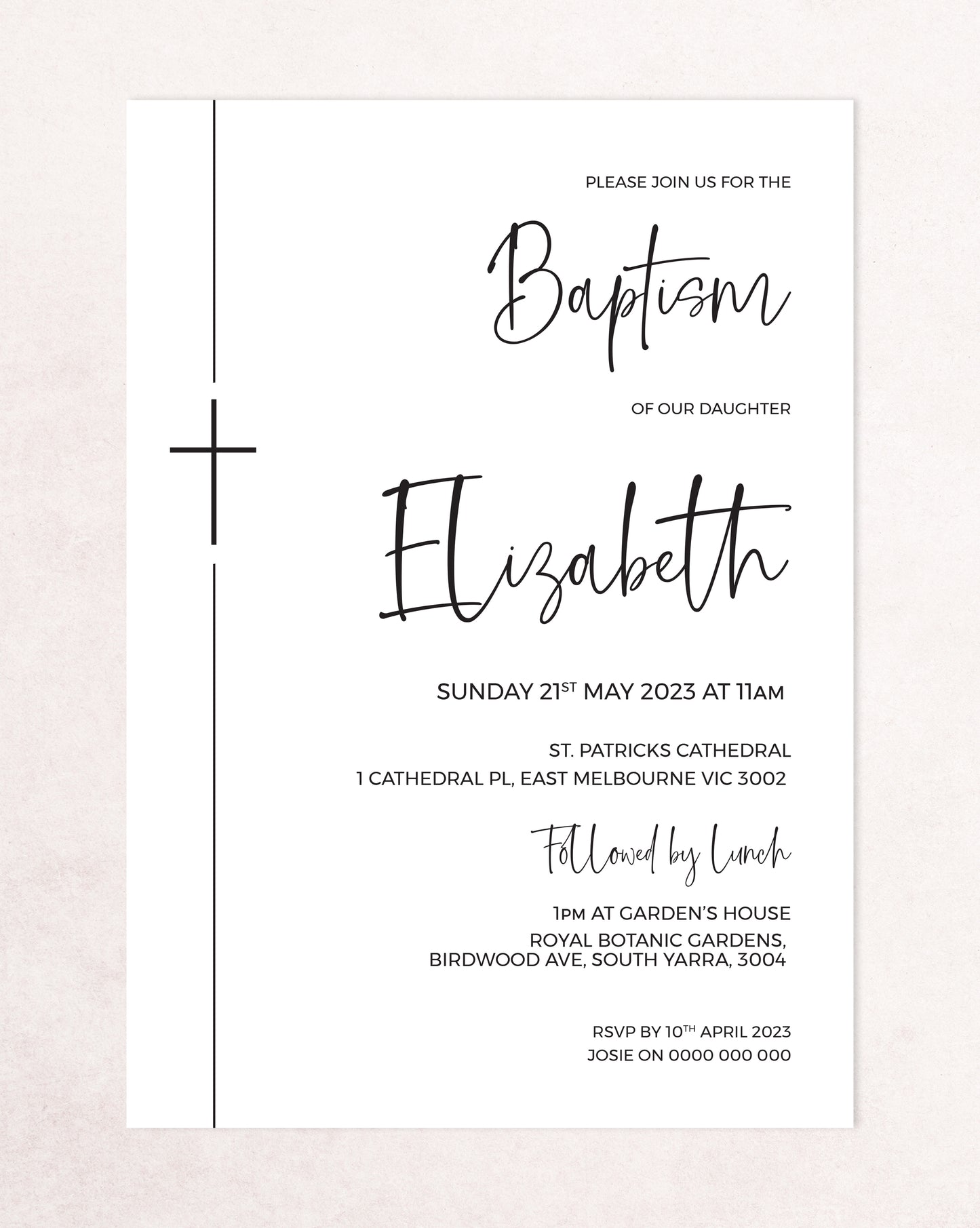 Elizabeth Christening Baptism Invitation