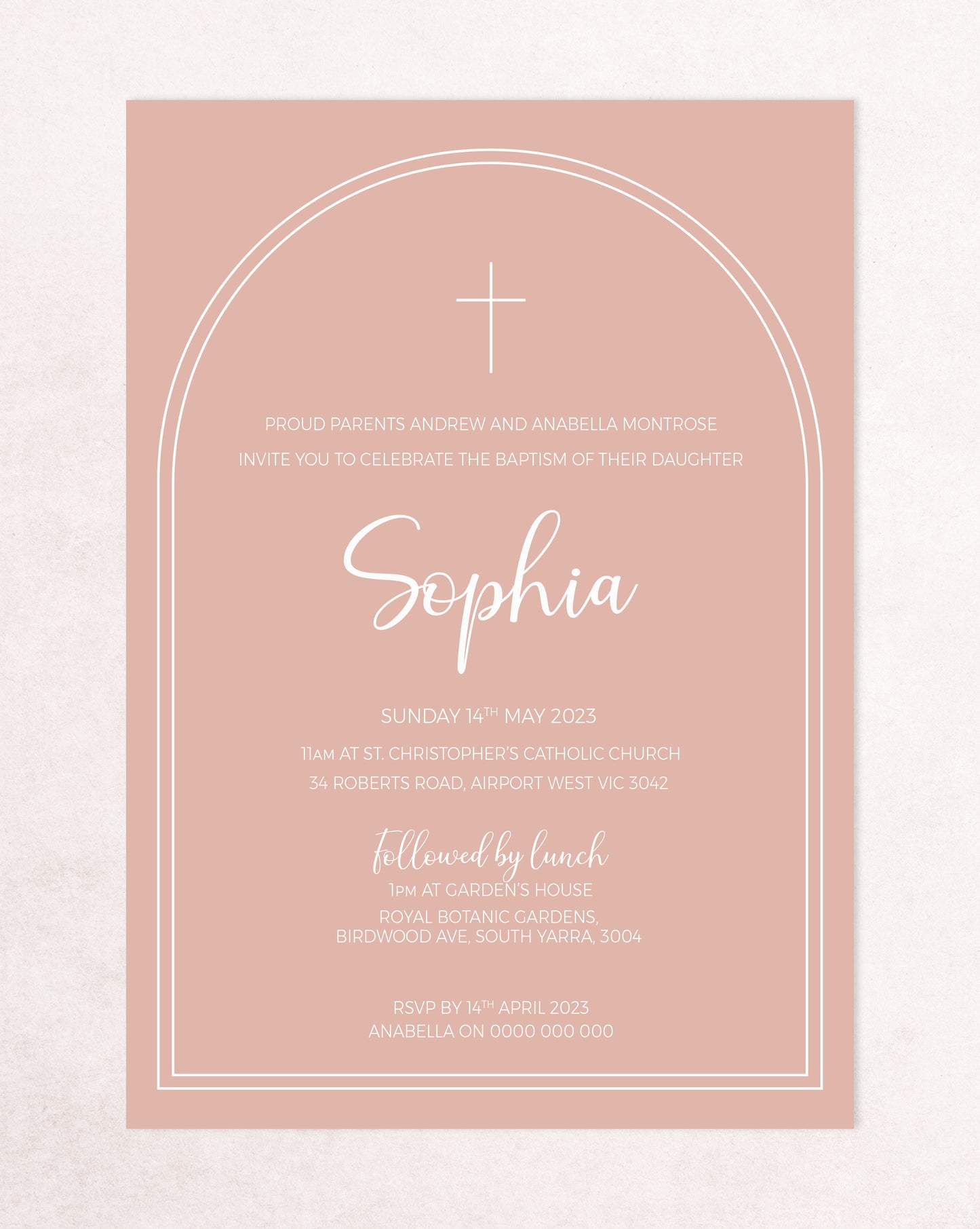 Sophia Christening Baptism Invitation