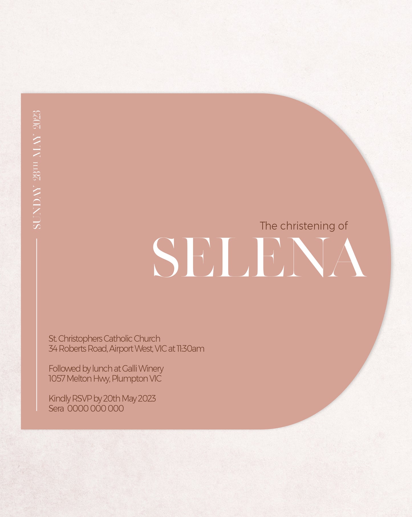 Selena Christening Baptism Invitation