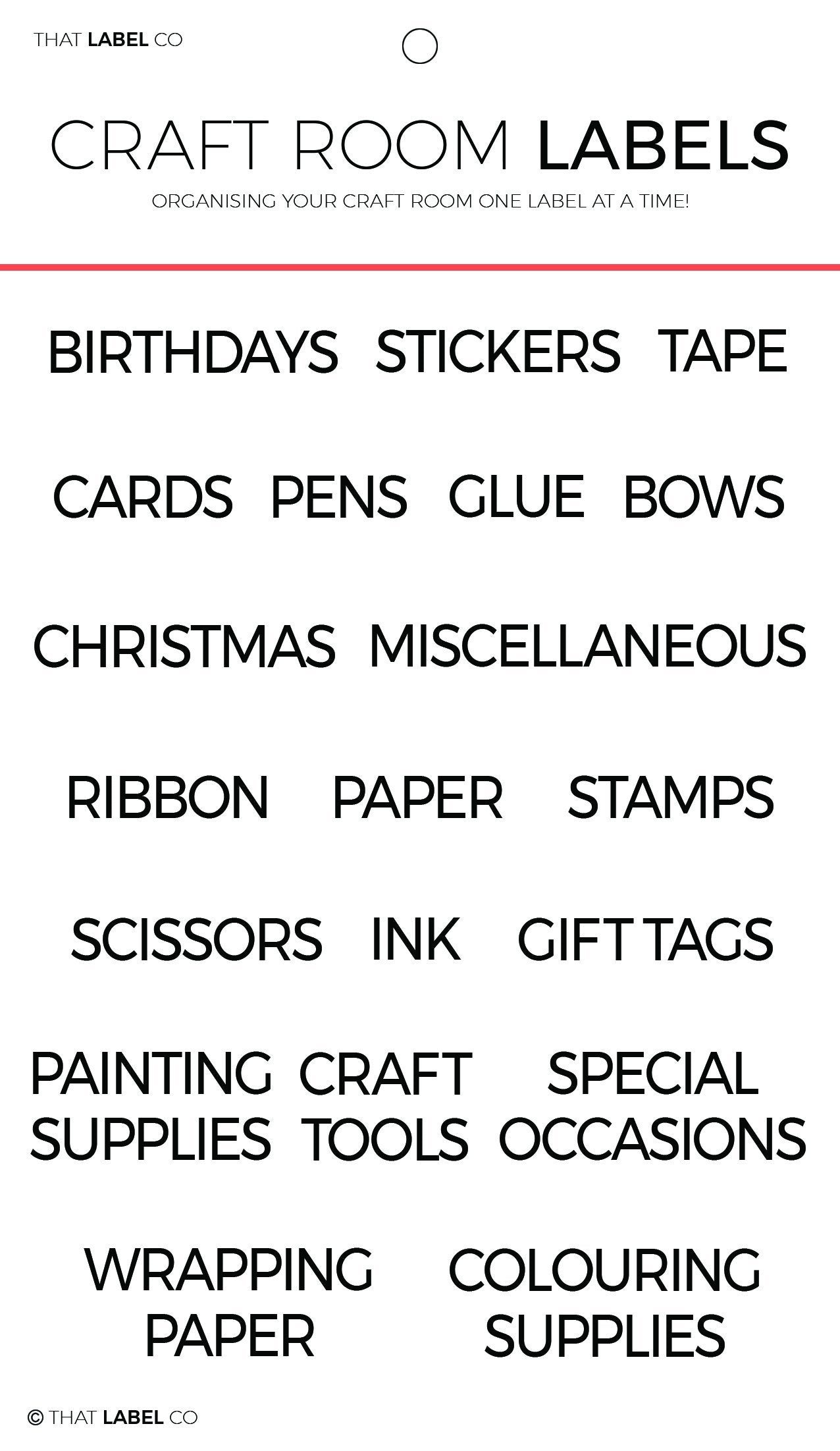 Craft Room Organisational Label Packs by That Label Co