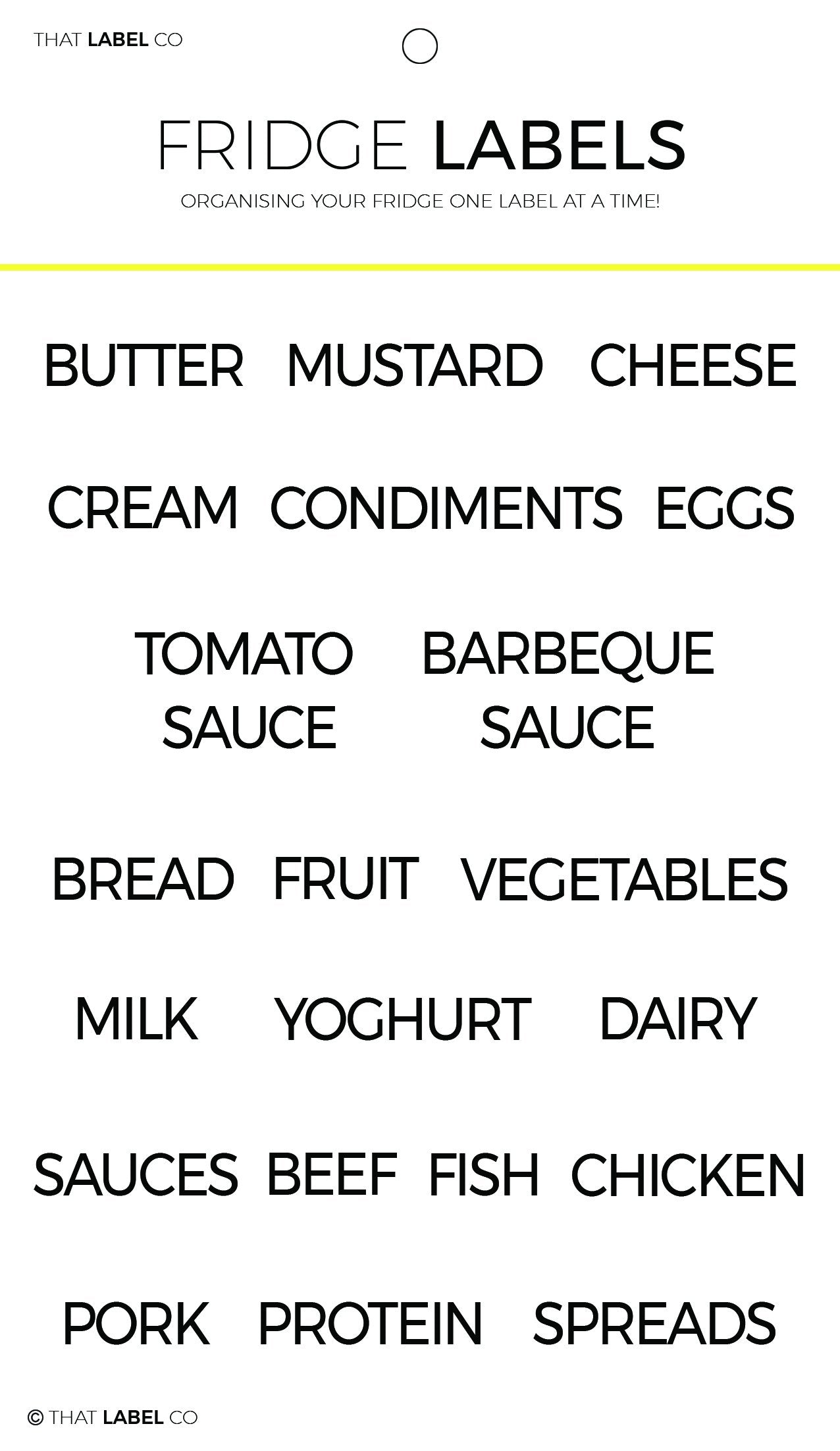 Fridge Organisational Label Packs by That Label Co