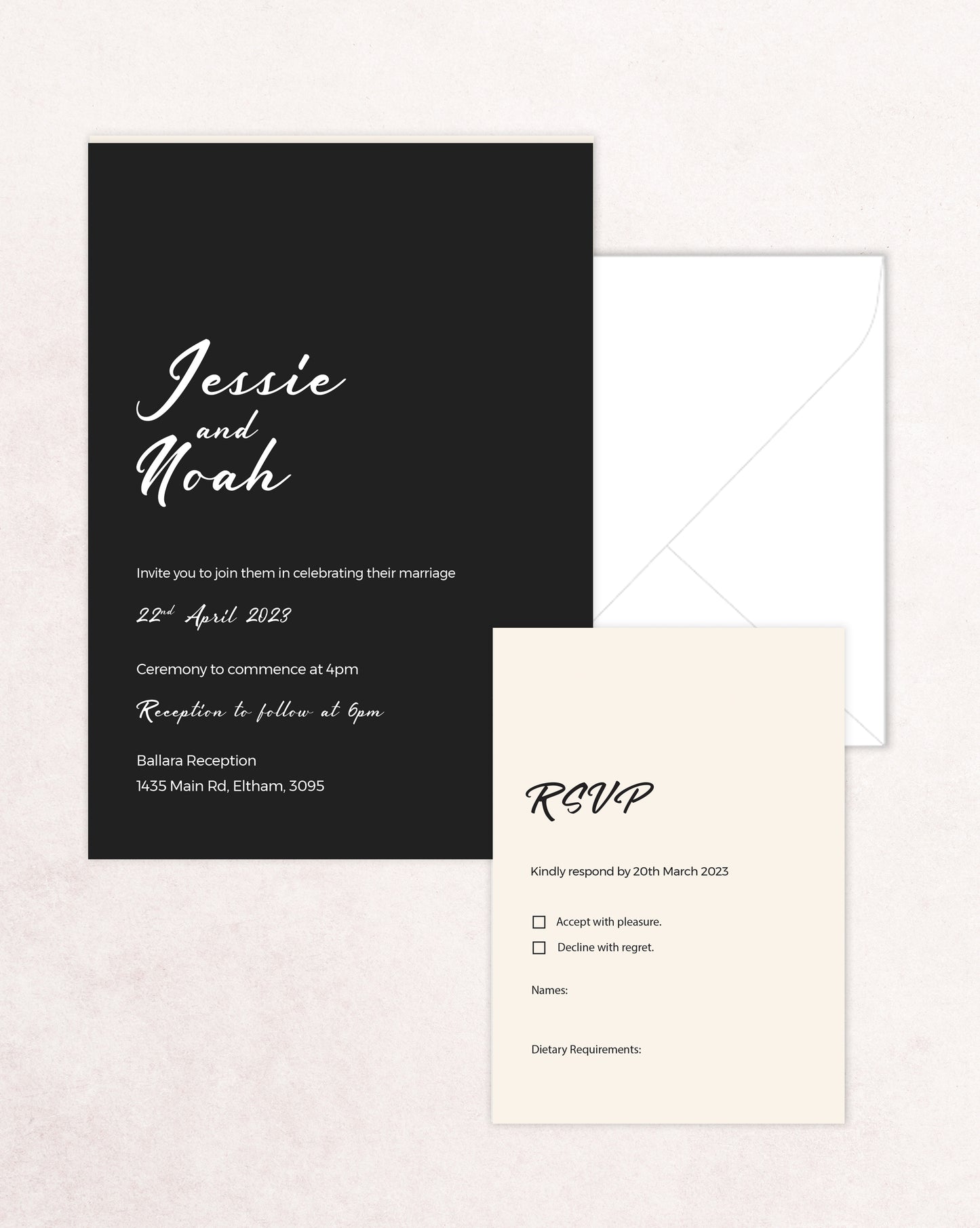 Kyoto Two Card Wedding Invitation Suite