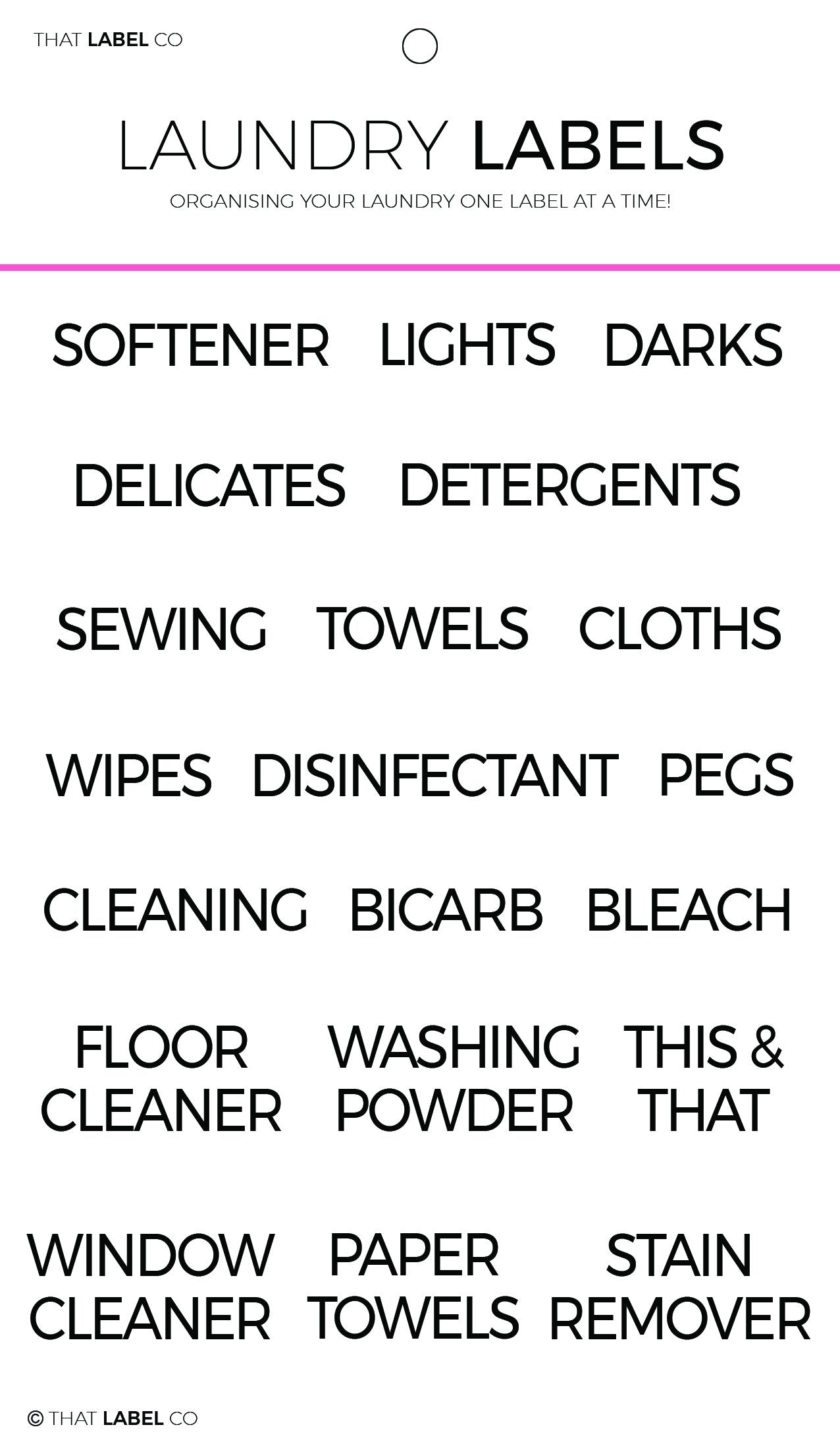Laundry Organising Label Packs by That Label Co