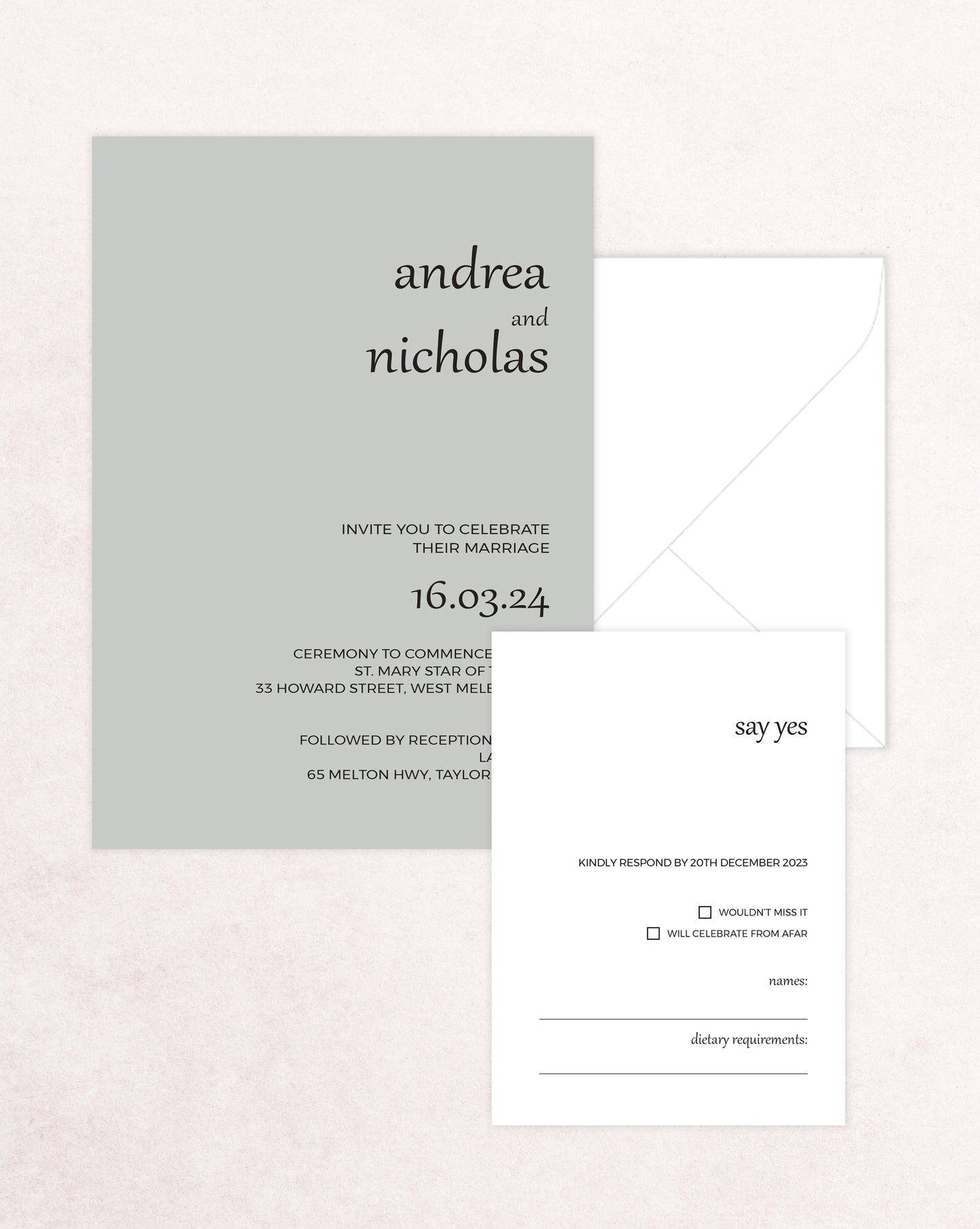 Melbourne Two Card Wedding Invitation Suite