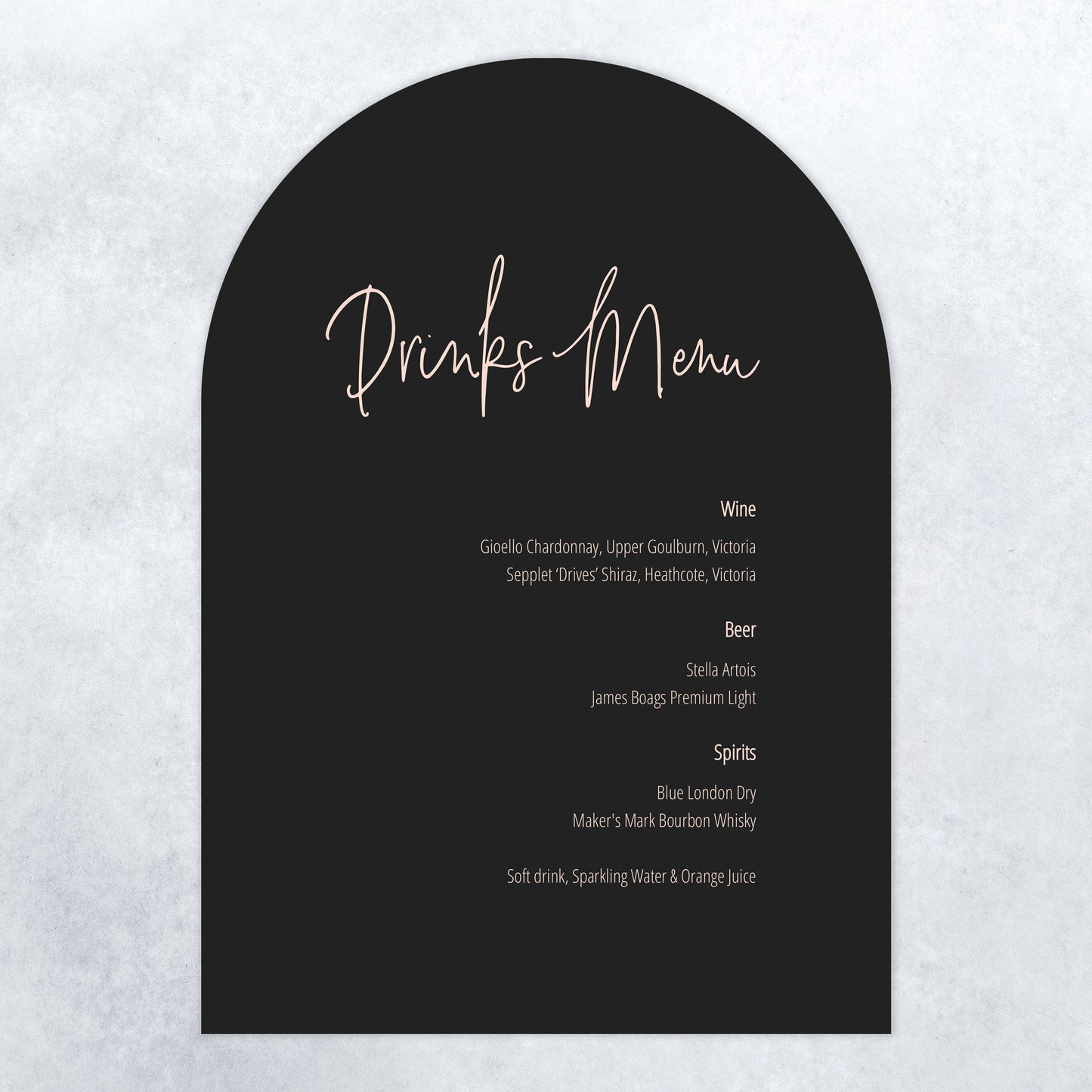 New York Drinks Menu - Small