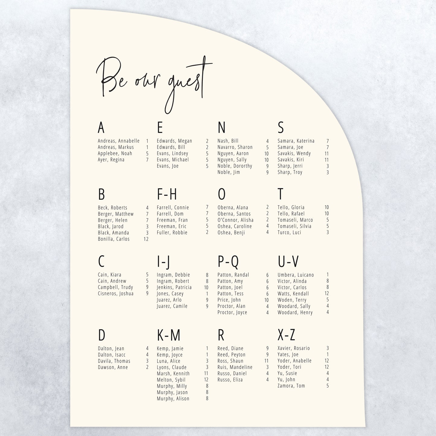 New York Seating Chart Sign