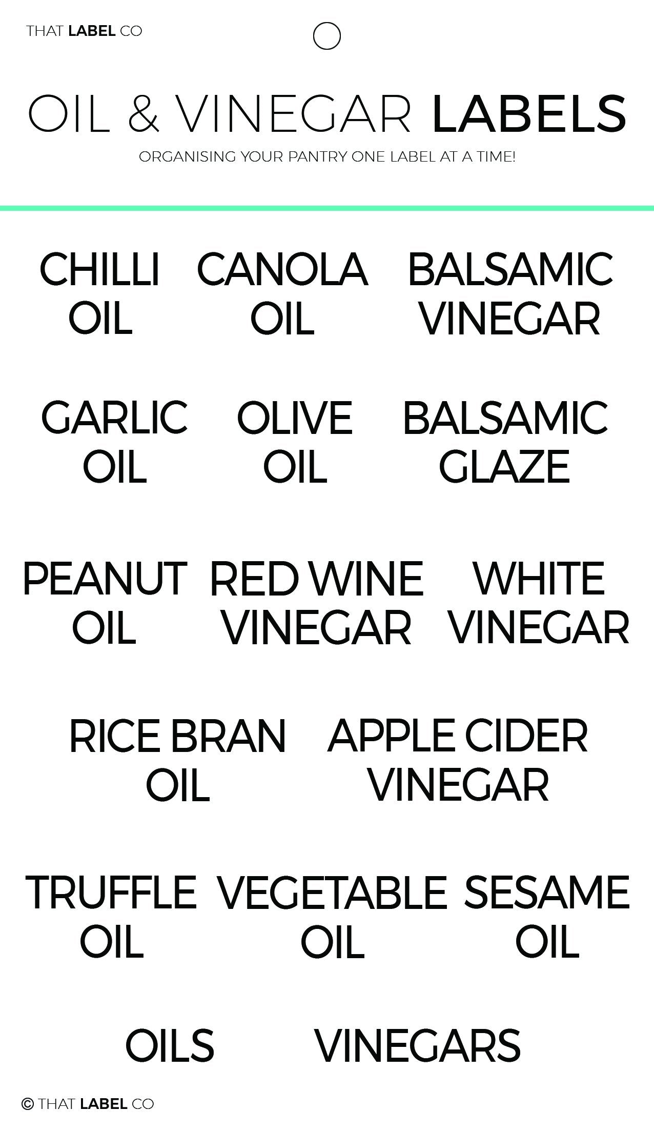 Oil & Vinegar Organising Label Packs by That Label Co