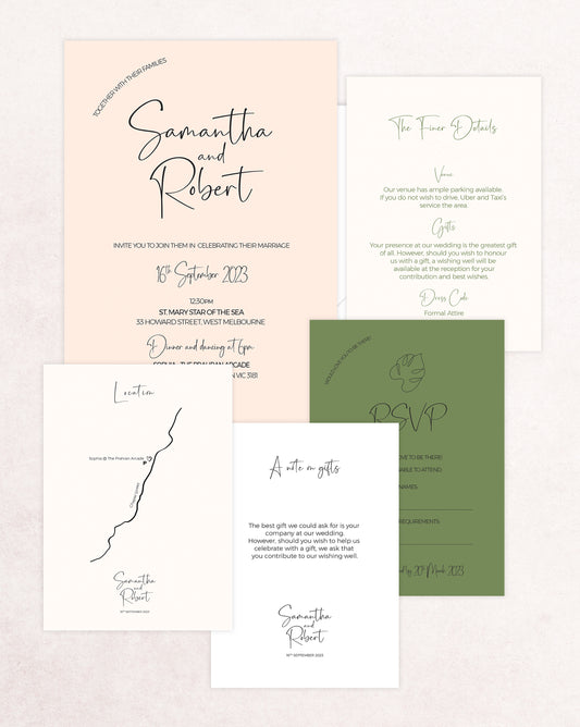 Palm Springs Five Card Wedding Invitation Suite