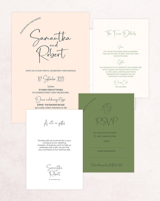 Palm Springs Four Card Wedding Invitation Suite
