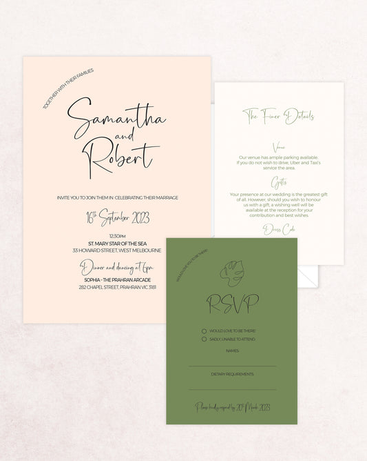 Palm Springs Three Card Wedding Invitation Suite
