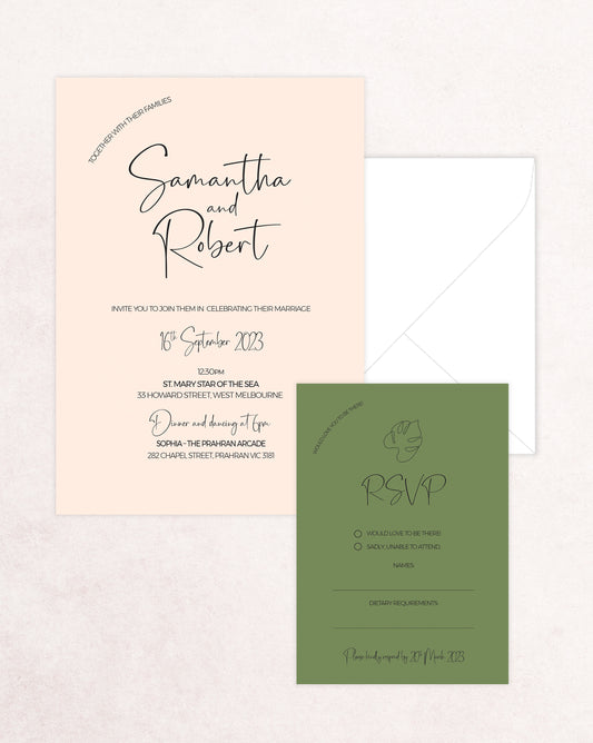 Palm Springs Two Card Wedding Invitation Suite