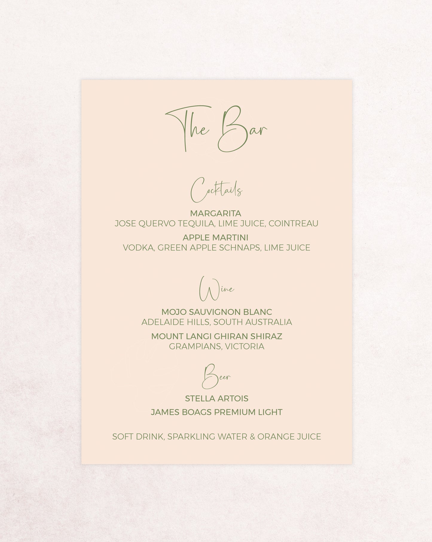 Palm Springs Drinks Menu Sign - Small