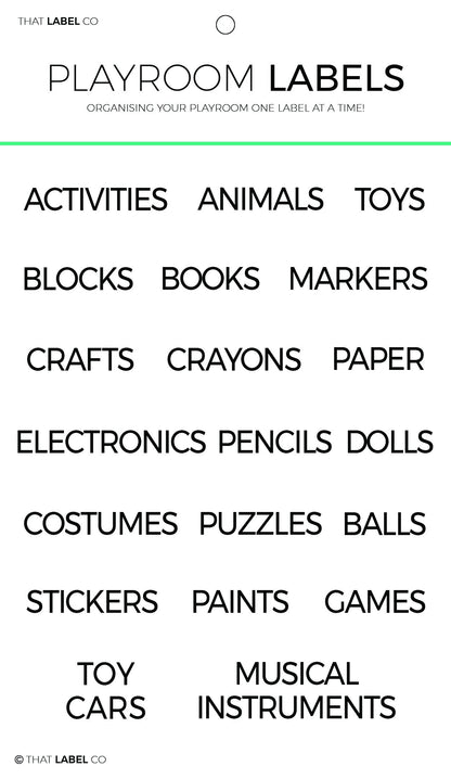 Playroom Organisation Label Pack