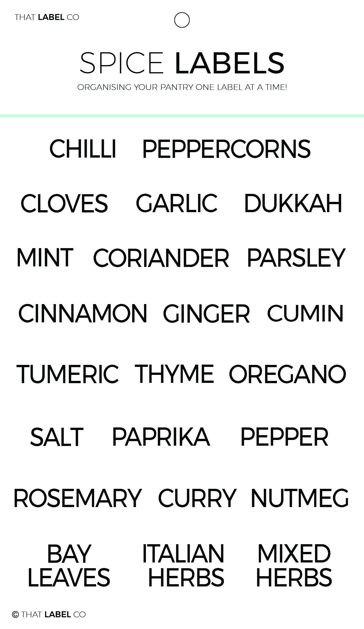 Spices Organising Label Packs by That Label Co