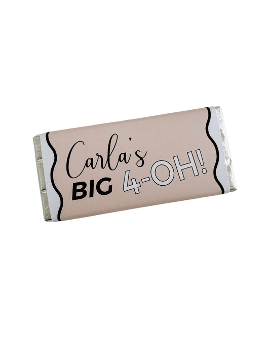 Carla BIG 4-0H! Chocolate Bar Bonbonniere Favour