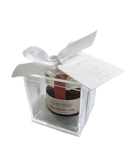 Mini Strawberry Jam Jar Bonbonniere Favour in Acrylic Box