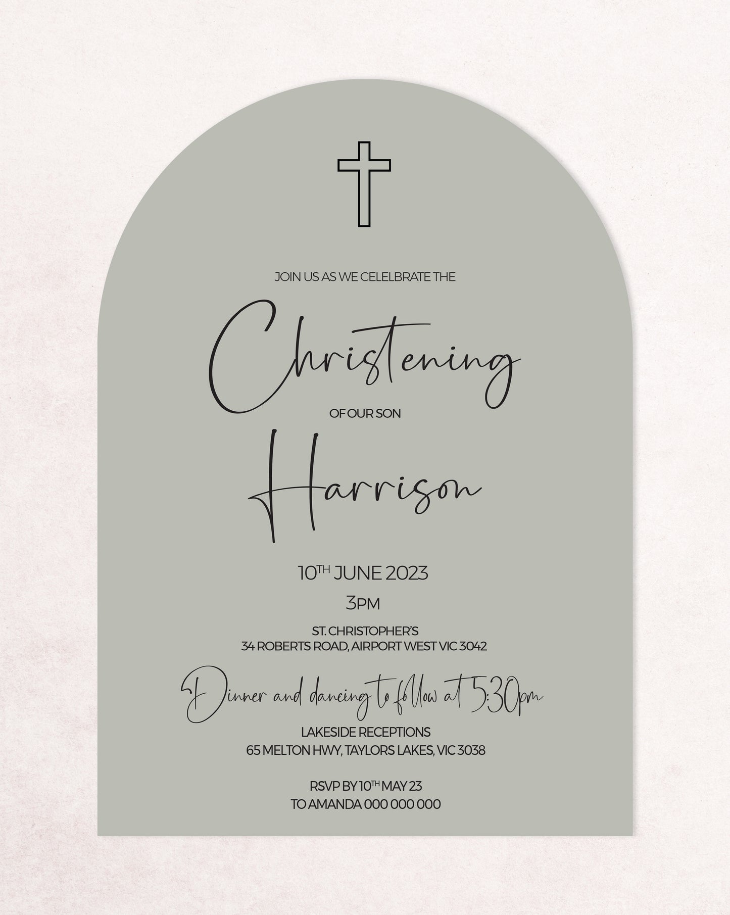 Harrison Christening Baptism Invitation