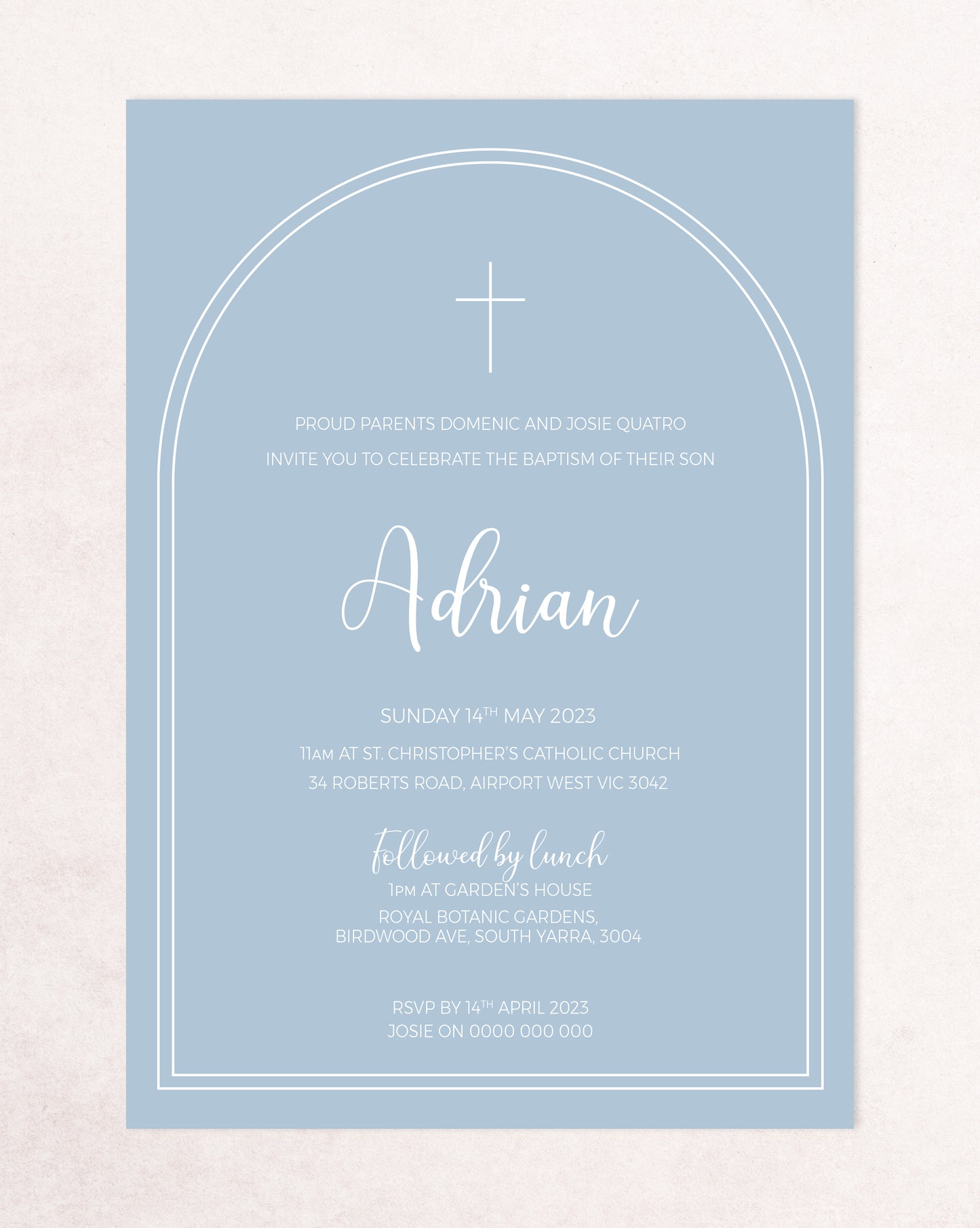 Adrian Christening Baptism Invitation