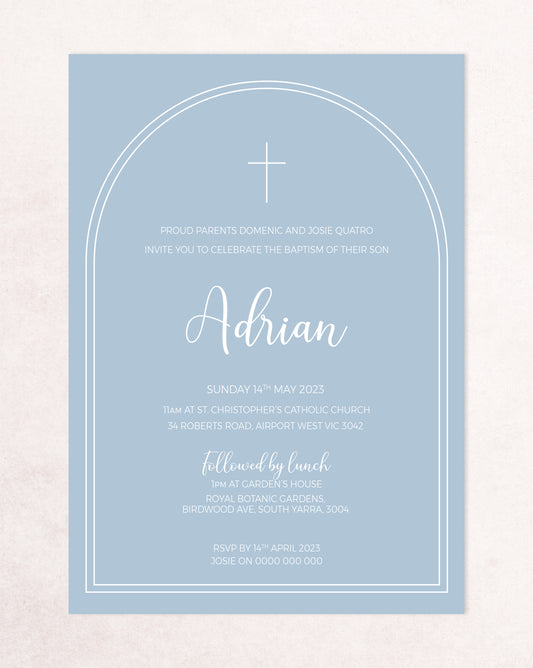 Adrian Christening Baptism Invitation