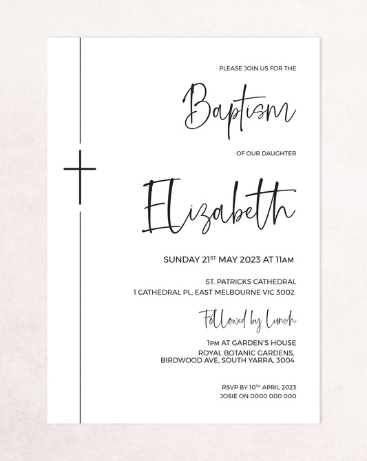 Elizabeth Christening Baptism Invitation