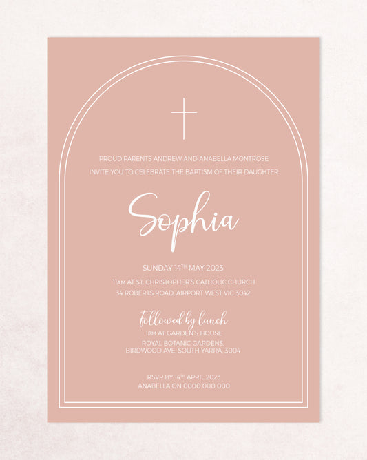 Sophia Christening Baptism Invitation