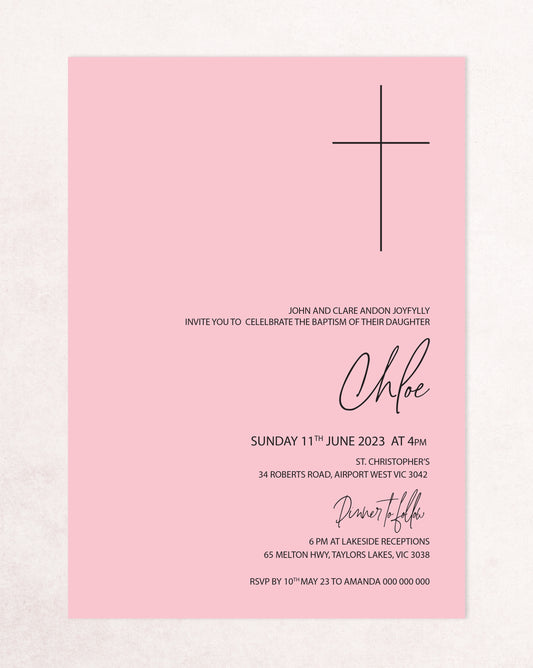 Chloe Christening Baptism Invitation