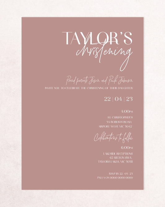 Taylor Christening Baptism Invitation