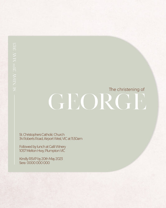 George Christening Baptism Invitation