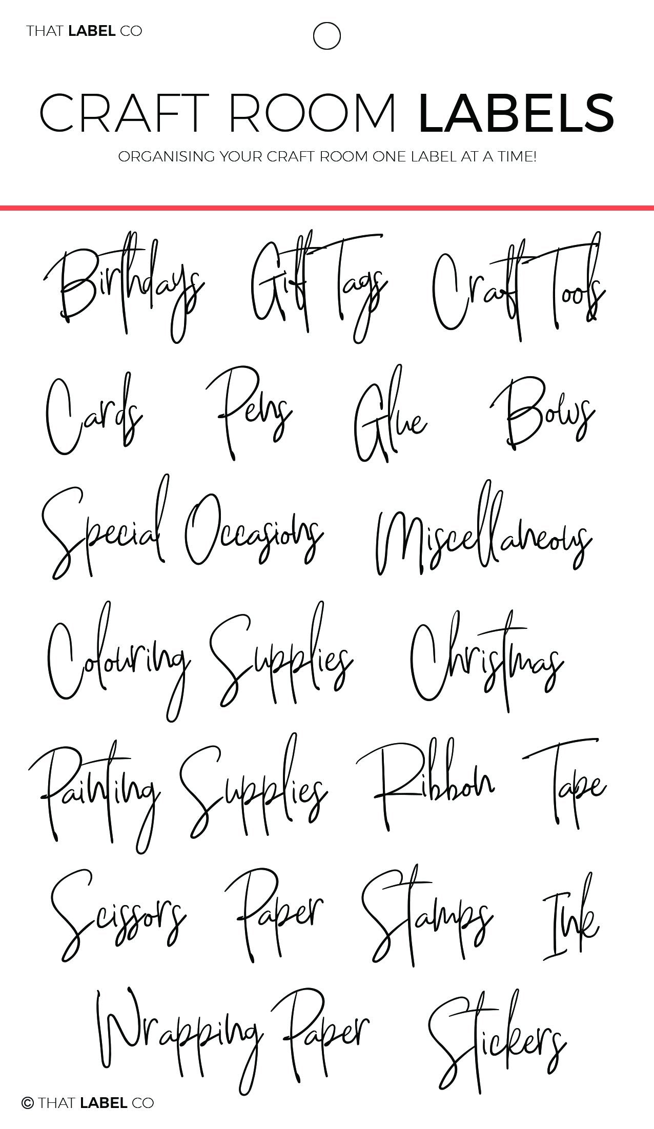 Craft Room Organisational Label Packs by That Label Co