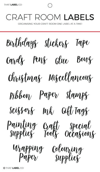 Craft Room Organisational Label Packs by That Label Co