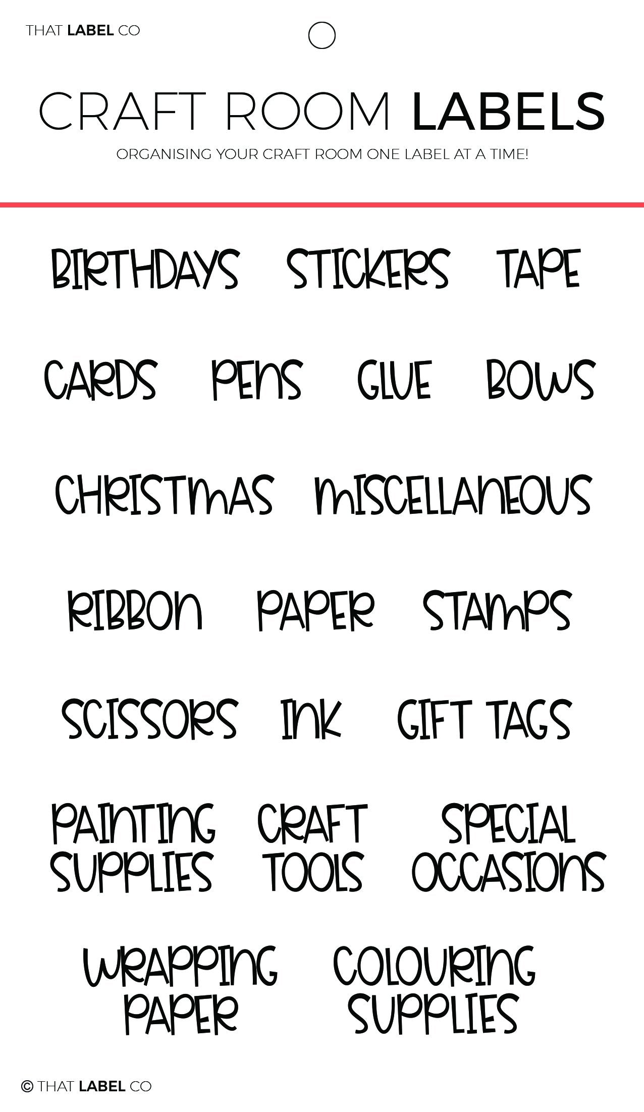 Craft Room Organisational Label Packs by That Label Co