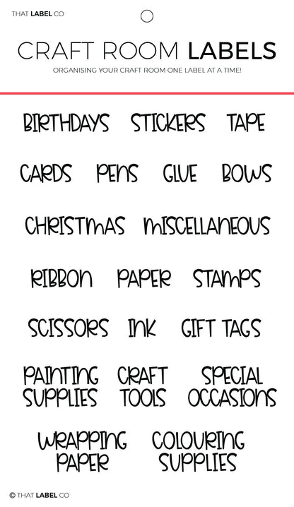 Craft Room Organisational Label Packs by That Label Co