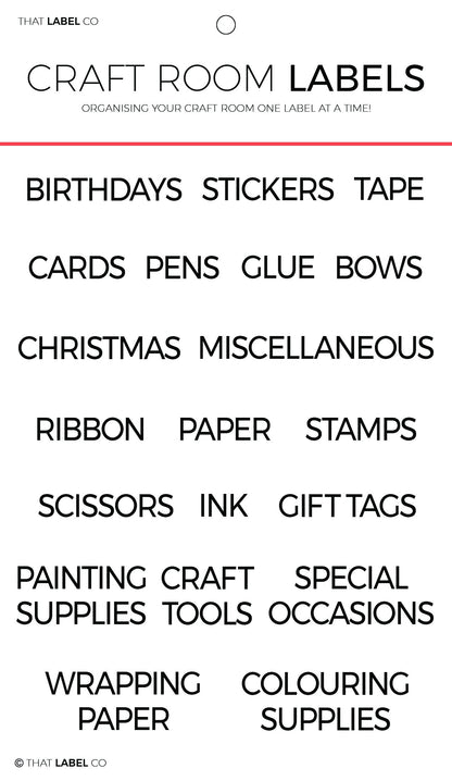 Craft Room Organisational Label Packs by That Label Co