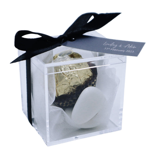 Ferrero Rocher & Sugared Almond Bonbonniere Favour in Acrylic Box