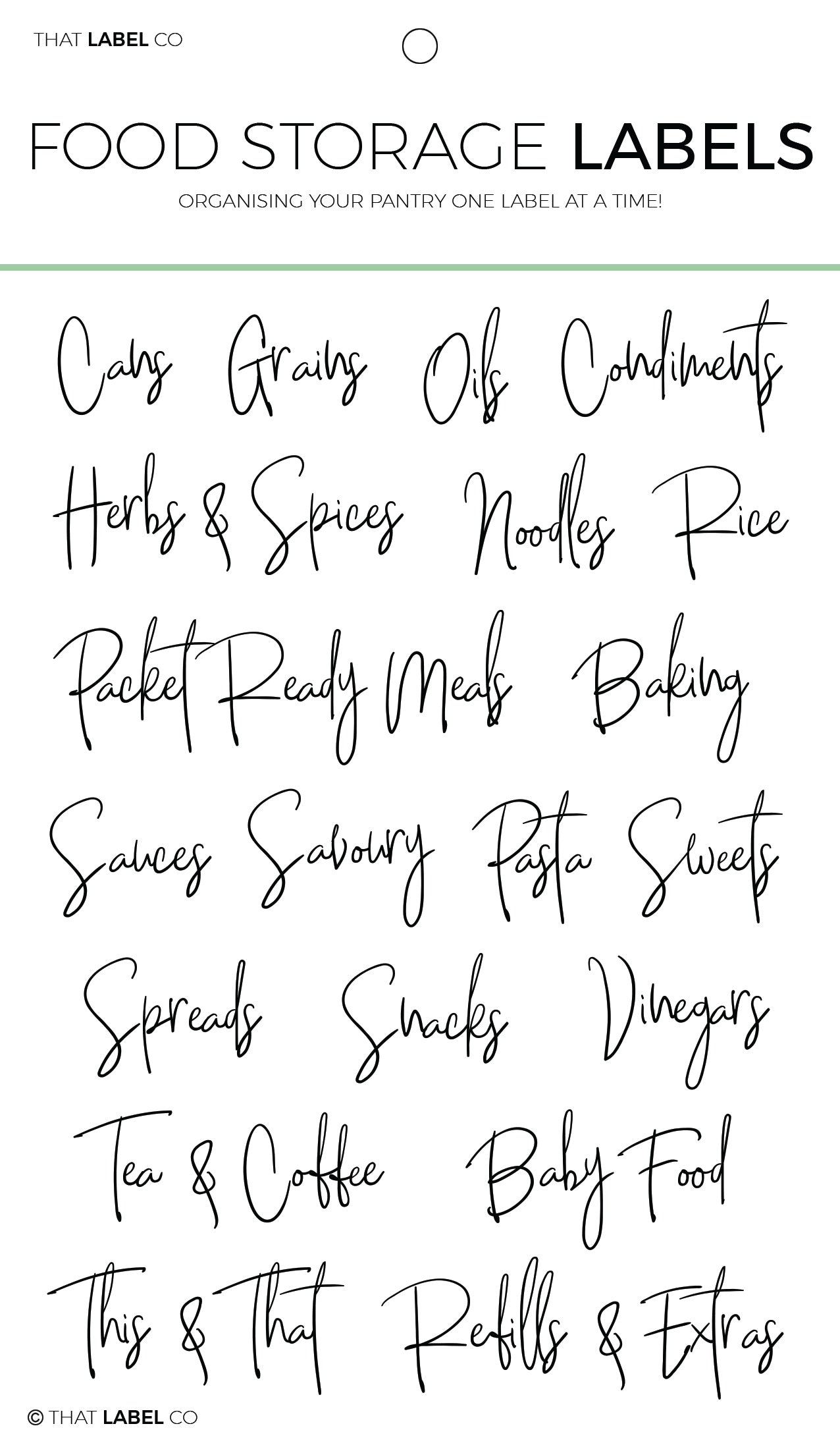 Kitchen Organising Label Pack Bundle - Over 80 Labels - Handwritten Font