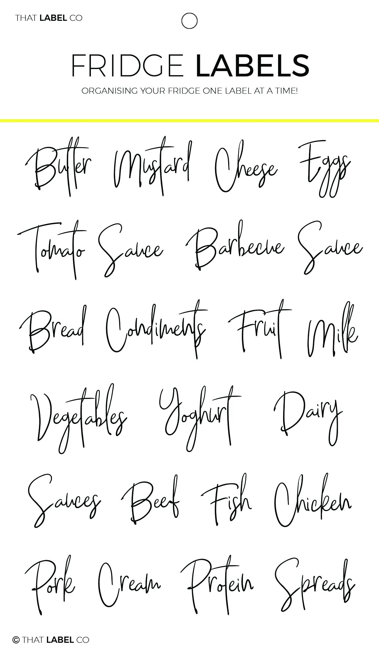 Fridge Organisational Label Packs by That Label Co