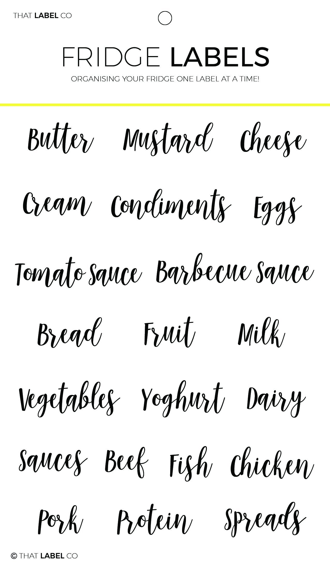 Fridge Organisational Label Packs by That Label Co