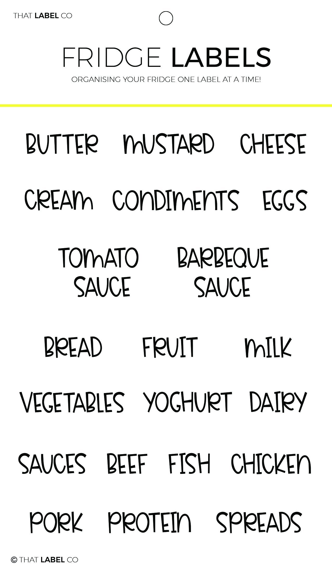 Fridge Organisational Label Packs by That Label Co