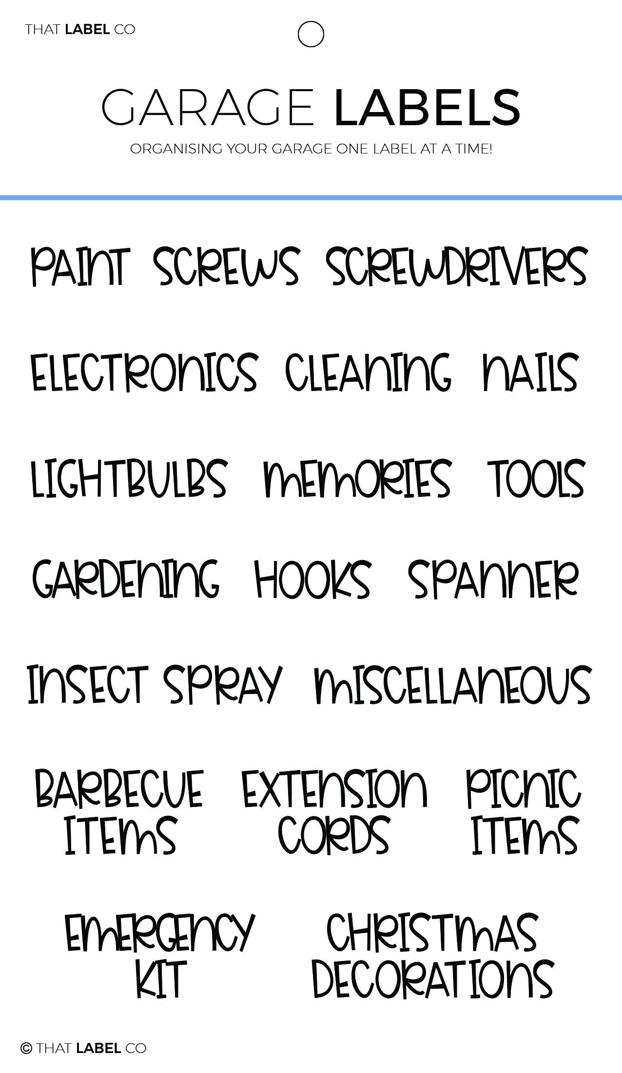 Garage Organisational Label Packs by That Label Co