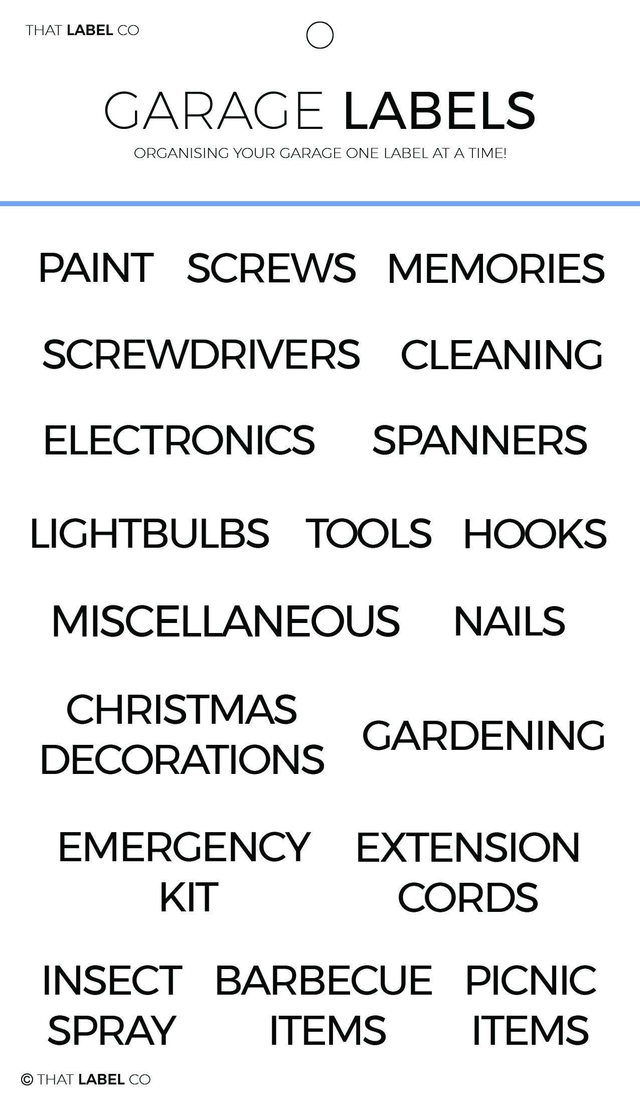 Garage Organisational Label Packs by That Label Co