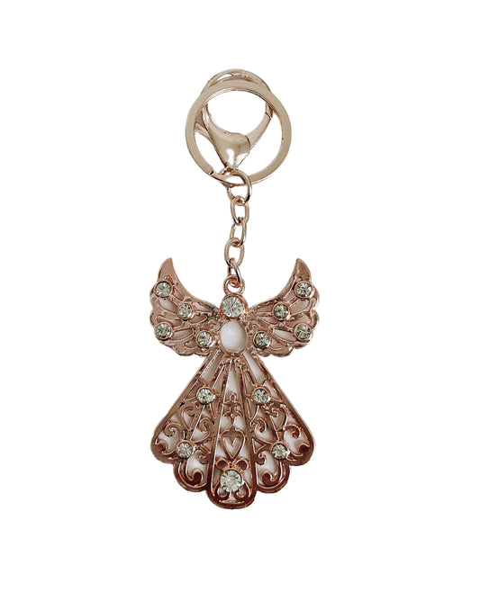 Angel Keyring with Diamantes in Rose Gold