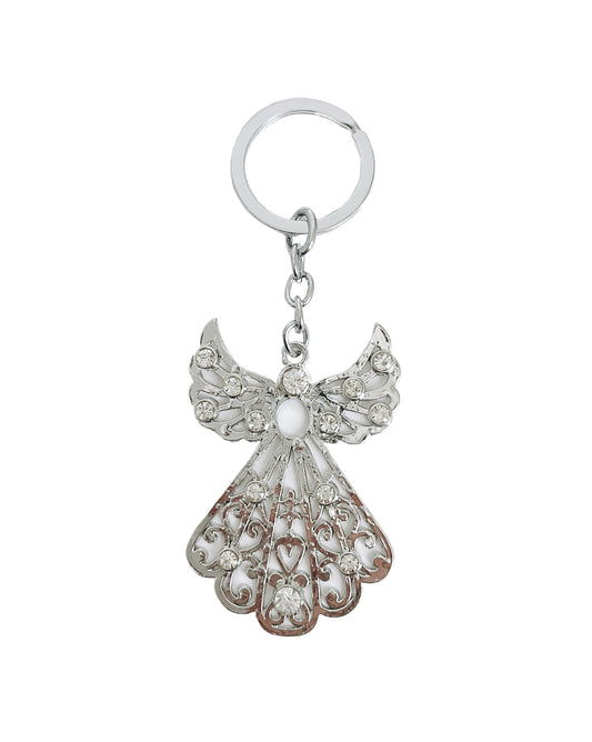 Angel Keyring with Diamantes in Silver