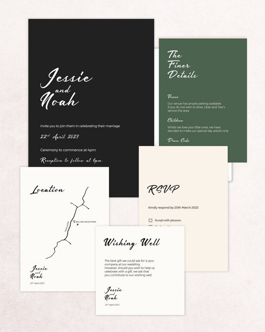 Kyoto Five Card Wedding Invitation Suite