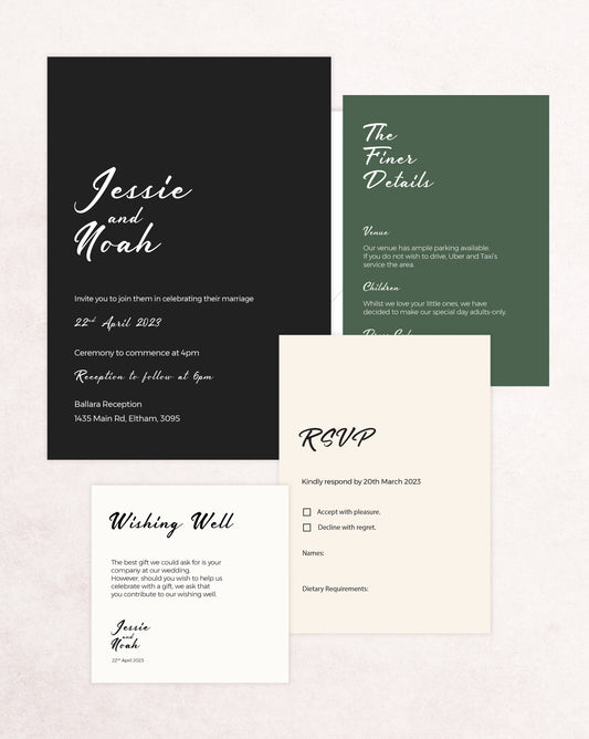 Kyoto Four Card Wedding Invitation Suite