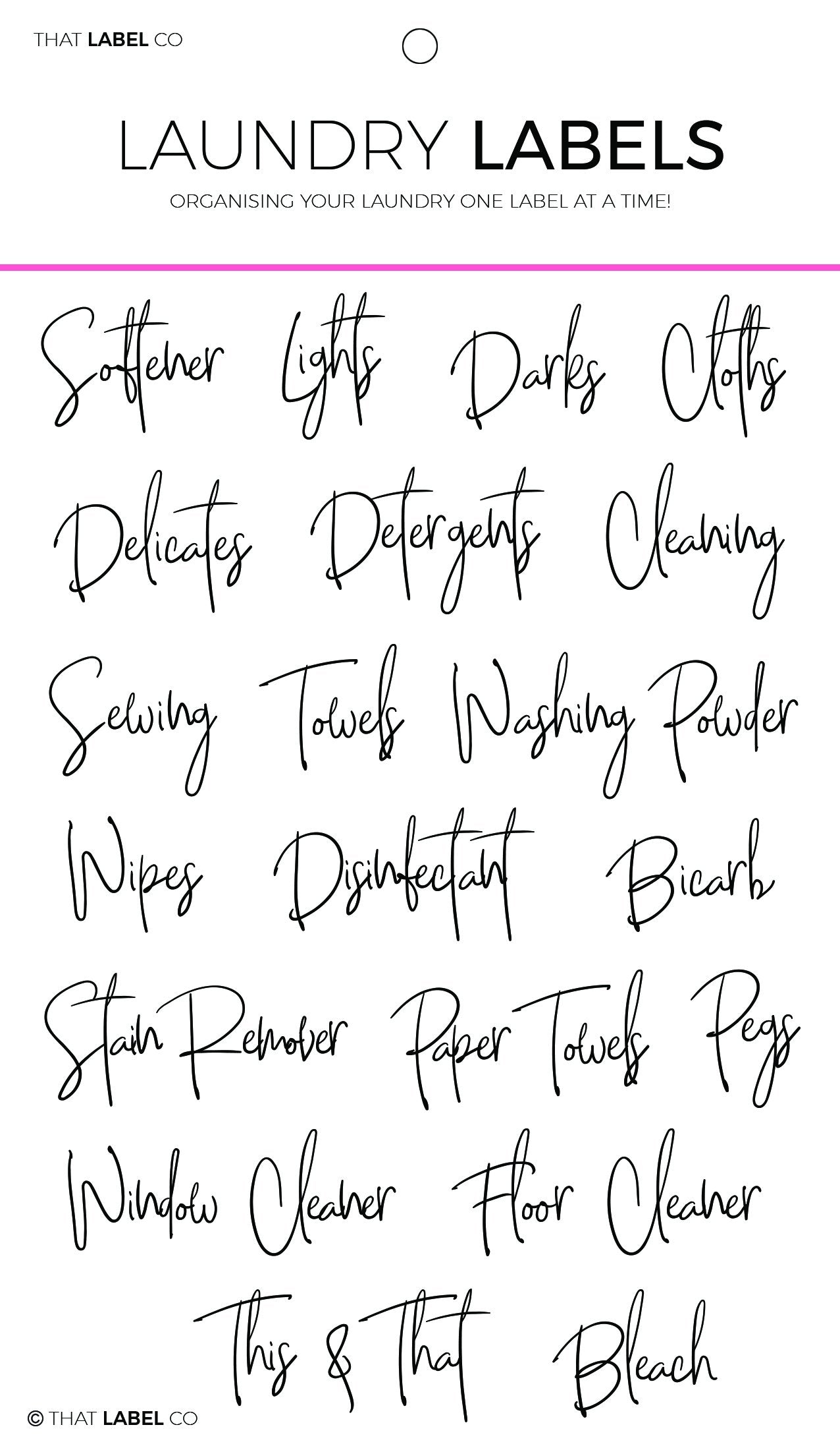 Laundry Organisational Label Packs by That Label Co