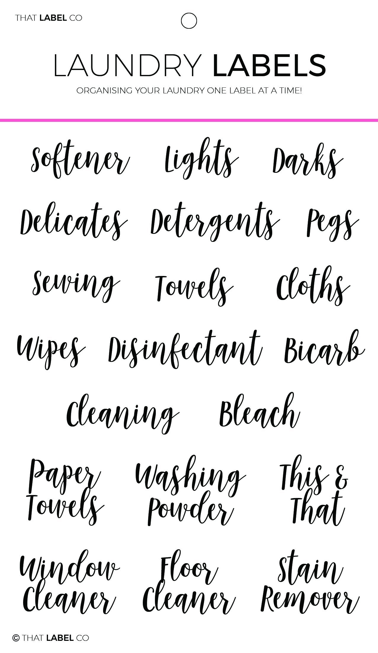 Laundry Organising Label Packs by That Label Co