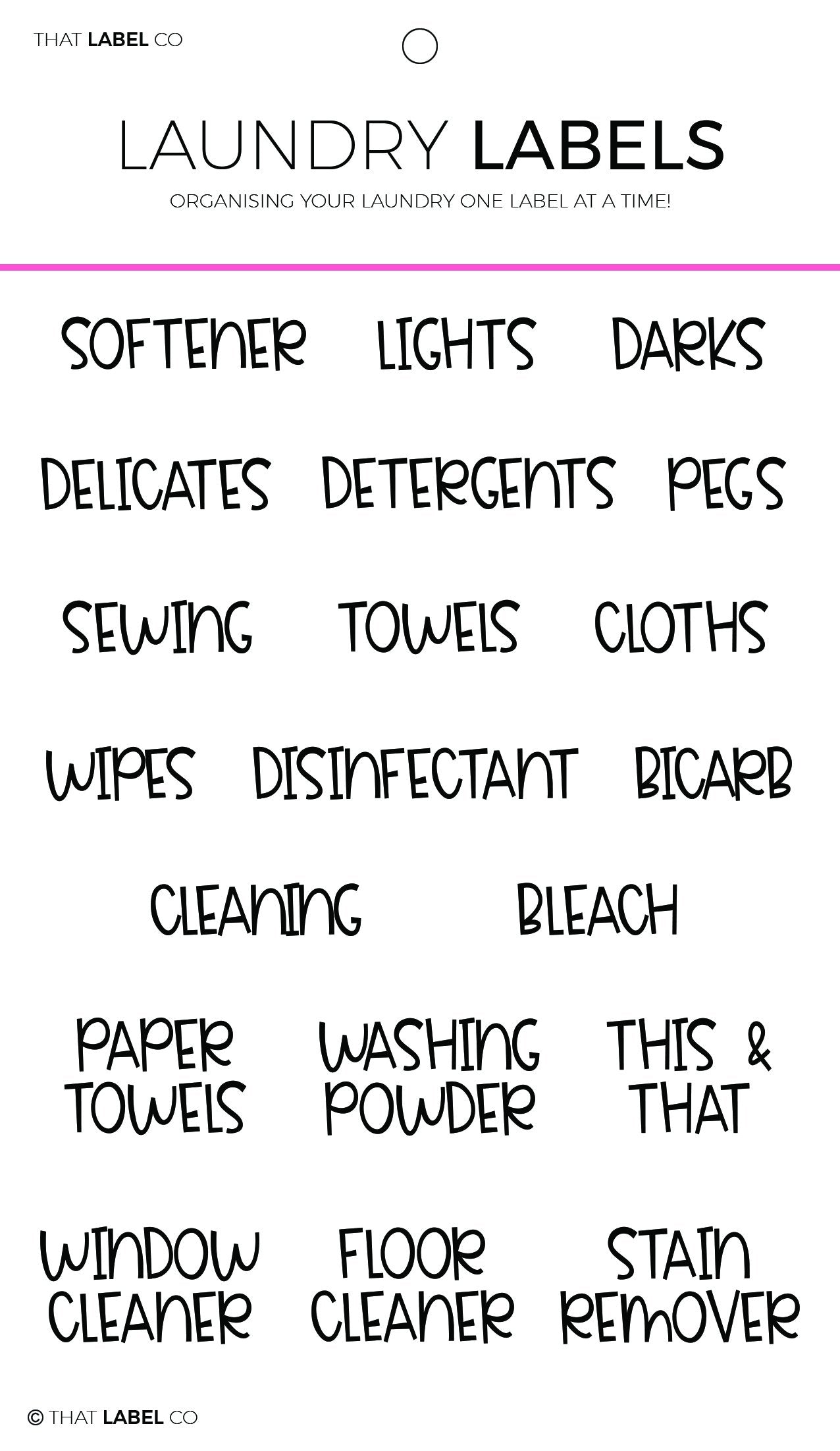 Laundry Organising Label Packs by That Label Co